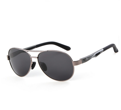 Men's Retro Pilot-Style Polarized Sunglasses - Iron Gray & Silver