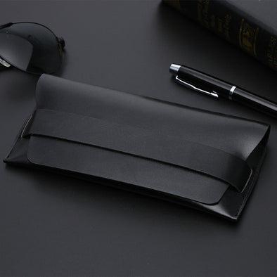 Vintage Leather Sunglasses Case - Black