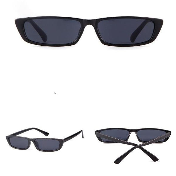 Women's Small and Narrow Designer Sunglasses - Gray & Black