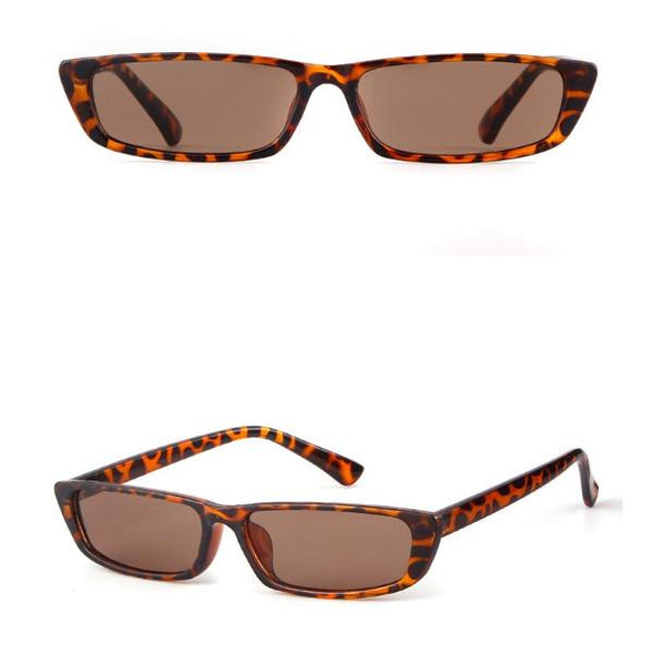 Women's Small and Narrow Designer Sunglasses - Dark Brown & Amber