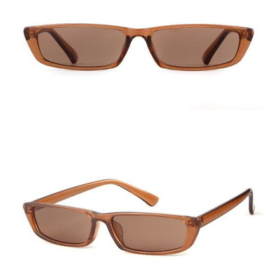 Women's Small and Narrow Designer Sunglasses - Brown & Brown