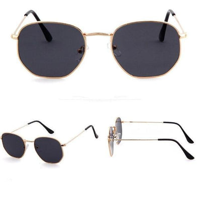 Women's Hexagon Sunglasses - Black & Gold