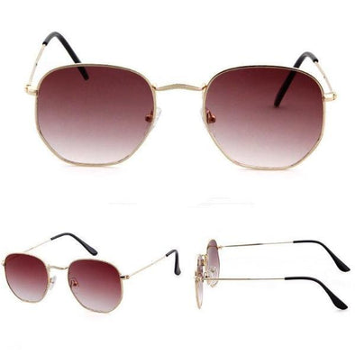 Women's Hexagon Sunglasses - Burgundy Fade & Gold