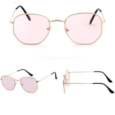 Women's Hexagon Sunglasses - Pink & Silver