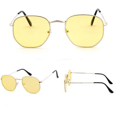 Women's Hexagon Sunglasses - Amber & Silver