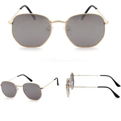 Women's Hexagon Sunglasses - Grey & Gold