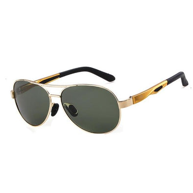 Men's Retro Pilot-Style Polarized Sunglasses - Black & Rose Gold